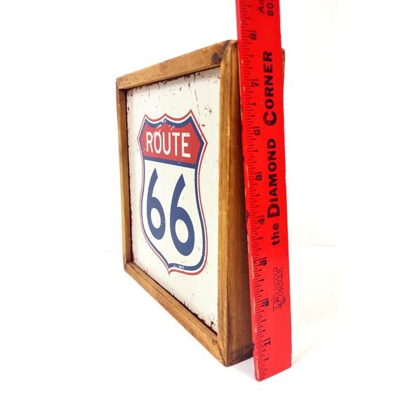 Home Decor ROUTE 66 American Classic Collection Metal Sign Decor Wood Fram - Picture 5 of 9